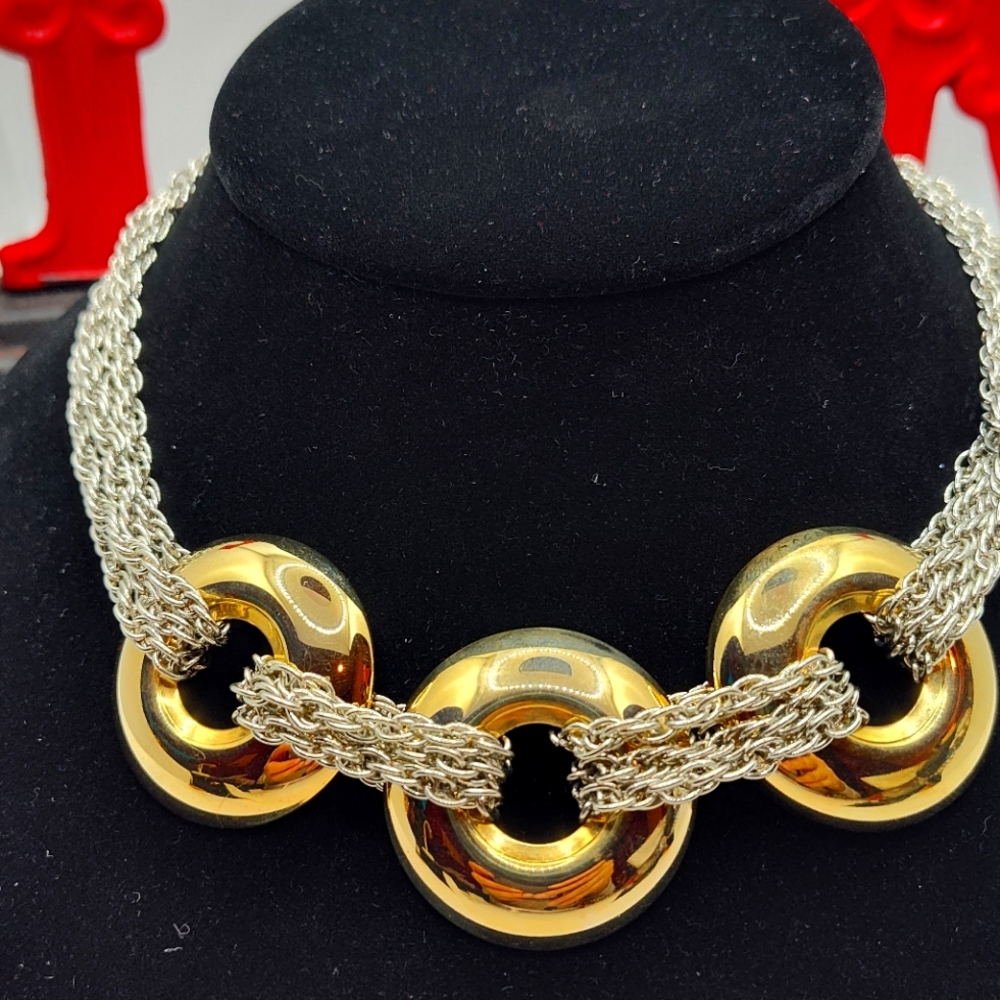 Vintage gold and silver stunning statement necklace